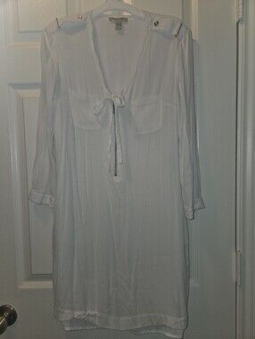 Burberry Brit Off White Half Zip Shirt Dress Mini